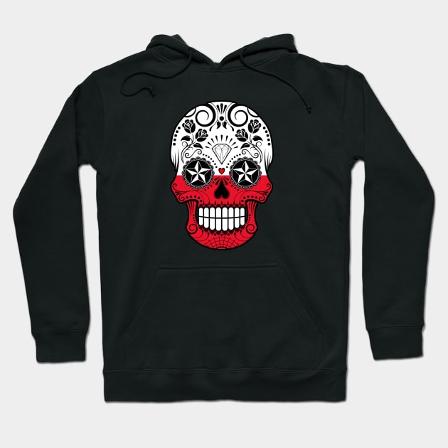 Polish Flag Sugar Skull with Roses Hoodie by jeffbartels